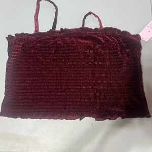 Burgundy Velvet Crop Top